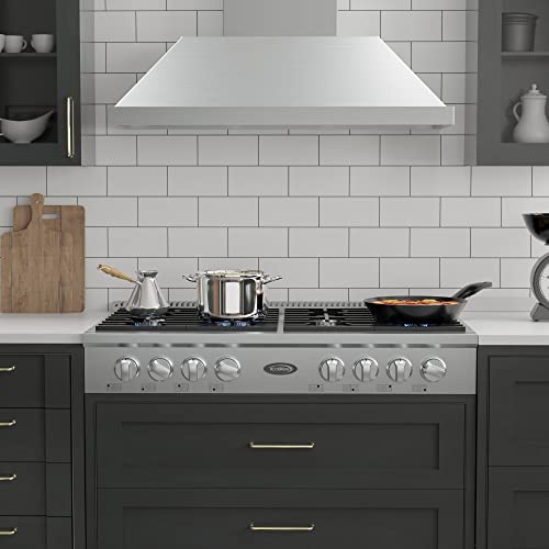 Koolmore Km-Hgrt48-Ss 48 Inch Natural Gas Range-Top With 8 Sealed Italian, Stainless-Steel Stovetop Knobs, Edge Cast Iron Cooking Grates, Electronic Ignition, 48" (8 Burners), Silver #TOP4