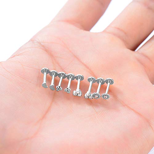 Gnoliew 16G 316L Stainless Steel Labret Monroe Lip Ring Studs Cartilage Helix Tragus Conch Daith Nose Piercing Jewelry. (A3,6Mmpost) #TOP3