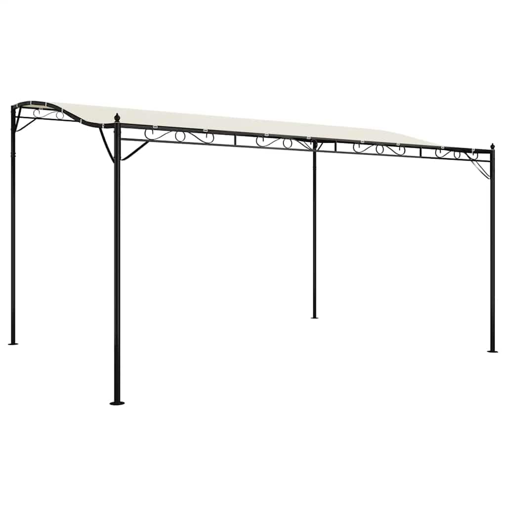 Auvent de Jardin 4x3 m Tonnelle Adossée Cadre en Acier Revêtu de Poudre Structure Courbée et Toit en Tissu Crème Abri de Terrasse pour Réunions et Événements en Plein Air