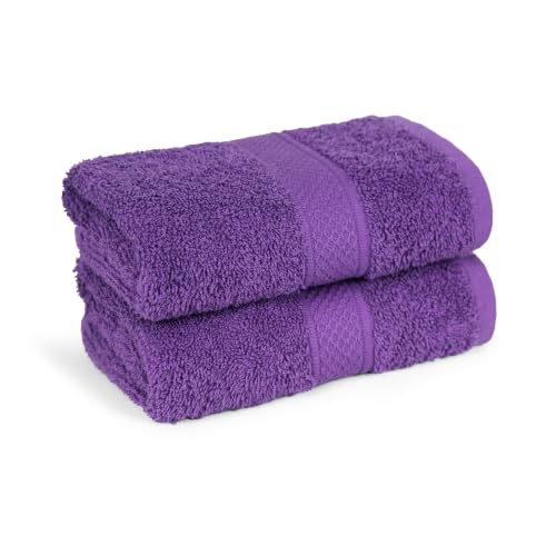 Image of MYTRIDENT Hand Towel | Urban Comfort | Quick Drying | Travel Friendly | for Men /Women | 2 Pc Hand Towel (40 cm x 60 cm) | 100% Cotton 450 GSM - Purple
