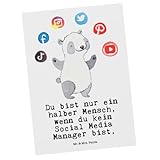 Mr. & Mrs. Panda Postkarte Social Media Manager mit Herz - Geschenk, Grußkarte, Jubiläum, Geschenkkarte, Firma, Danke, Ansichtskarte, Einladung