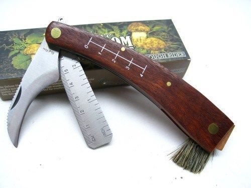 ROUGH RIDER Hardwood Mushroom HUNTERS Straight Pruning Ruler Brush Knife!