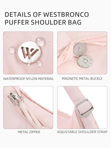 Sac à main matelassé en nylon imperméable avec sangle réglable confortable