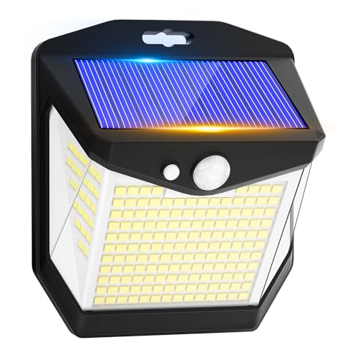 Vanranger Luz Solar LED Exterior Jardin: 270° Farolas Focos 248 LED Luces Solares Sensor de Movimiento Solar Exteriores Lampara IP65 Lamparas Aplique Potente para con Iluminacion Terraza Lámparas