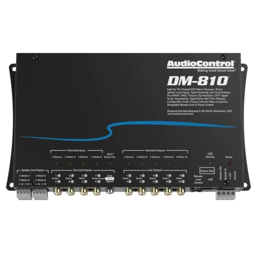 AudioControl 8 x10 Channel DSP Matrix Processor for Factory & Aftermarket Car Audio Systems AccuBASS OEM Integration DM Smart App RTA for Precise Sound Tuning 30-Band Equalizer Summing (DM-810)