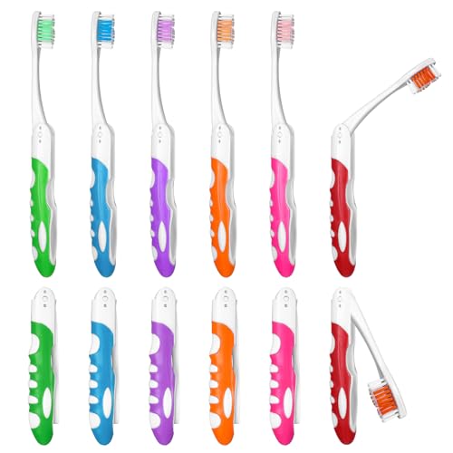 12 Stück Reise Zahnbürste, Klappbare Reisezahnbürste Travel Toothbrush für Unterwegs Camping Reisen Kinder Erwachsene, 12 Zahnbürste