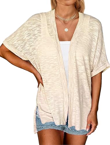 Image of Yekaty Lightweight Cardigans for Women Casual Summer Short Sleeve Cardigan Open Front Beach Coverups 2026