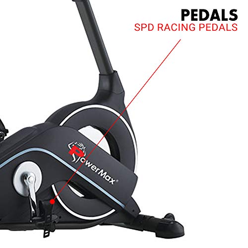 Image of PowerMax Fitness BU-900 Magnetic Upright Bike for home use, BLACK