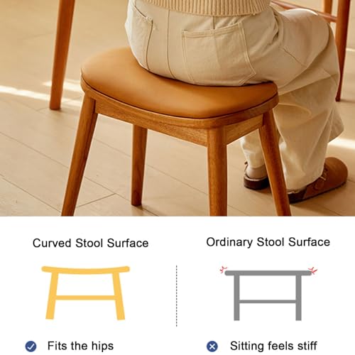 Silla acolchada para tocador Makeup StoolSoft con patas de madera maciza color amarillo 4