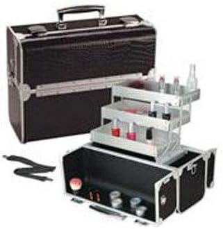 Black Cosmetic Train Case with Crocodile Texture Style No. TS-93