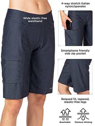 Terry Short feminino acolchoado de 27,3 cm longo Fixie Bike Shorts para ciclismo, ajuste relaxado MT