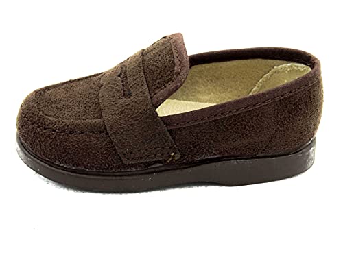 PULIDINES - Mocasin de serratex con Suela de Goma para niño Bebé niño Talla: 22 Color: Marron