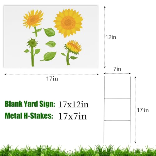 Newflager 20 Pack 17 x 12 Inches White Corrugated Plastic Yard Sign with Metal Stakes for Birthday, Real Estate Garage Sale Signs, Rent, Guidepost Decorations
