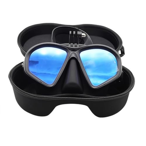 Nizzvlo ダイビングマスク GoProマウント付き 防曇・広視界 水中カメラ対応 シュノーケリング/フリーダイビング/スキューバダイビング/スピアフィッシング 男女兼用 初心者・大人向け 快適フィット (ブラック&ブルースタンド + ケース)