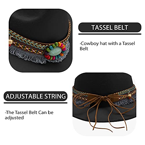 SAJUZEN Kids Cowboy hat with Bandanna, Toddler Baby Cowboy hat with Tassel Belt, Cowgirl hat for Girls3