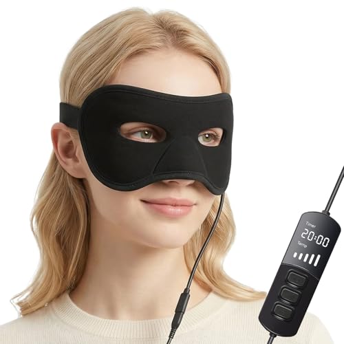 Heated Face Mask for Sinus Pressure Relief Electric Heated Sinus Mask with 5 Heat & 6 Time Settings Adjustable Face Heating Pad for Sinuses Hormone Migraine Tension Headache Relief (Black)