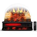 Rintuf Electric Fireplace Logs Set, 1500W Fireplace Insert Log Heater, Overheat Protection, Remote Control, Timer, 5 Flame Brightness/Speed & 4 Flame Sound, 20" Black Fireplace for Living Room Bedroom