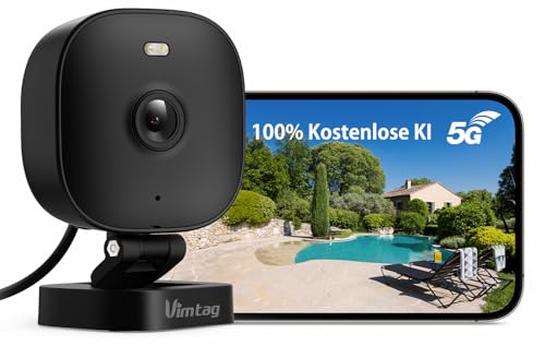 VIM TAG 2,5K Kamera Überwachung Aussen/Innen,5G/2.4G WLAN Kameras Outdoor,Aaußenkamera mit KI- Bewegungserkennung Aufnahme,Aussenkamera mit App,Farbnachtsicht,2-Wege-Audio SD/Cloud-Speicher,Alexa,IP65