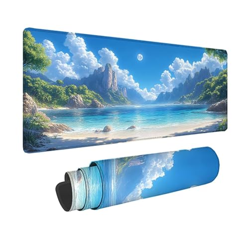 Tapis souris montagne bleu sous-main XXL pour créer un espace de bureau apaisant