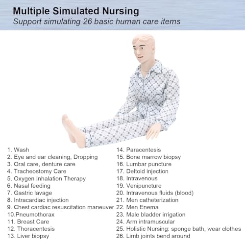 Image of INTBUYING Patient Care Nursing Manikin Male Trauma Education Teaching Model Manikin Men Training Life-Size Nursing Training Manikin Model Nursing Medical Model Supplies for School or Hospital