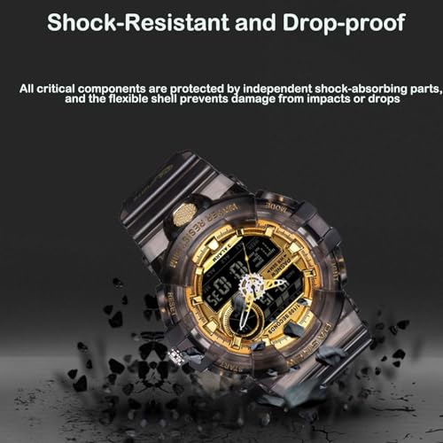 Image of PASNEW Boys' Watches - Dual Display, Large Dial Sport Watch, Black Outdoor Watch for Boys & Teens - Waterproof