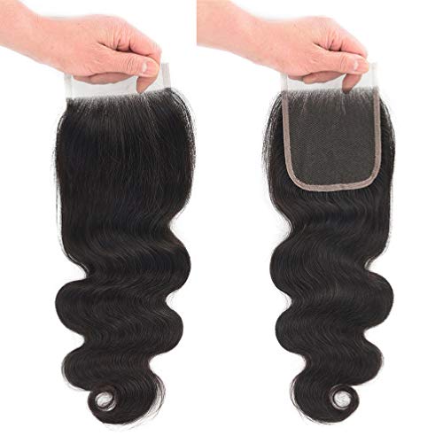 10A Brazilian Closure Body Wave 100% Unprocessed Virgin Human Hair Lace Closure 4X4 Free Part Natural Black (26 inch, Natural Color)