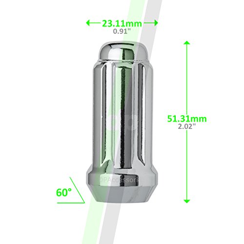 Dpaccessories 24 Chrome 14X1.5 Closed End Duplex Xl Spline Lug Nuts For Aftermarket Wheels D5118-2305/24 #TOP2