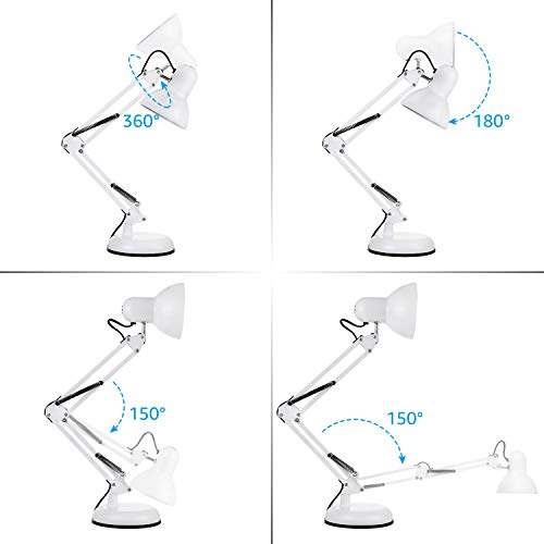 ZeroPlusOne-Swing-Arm-Desk-Lamp-E27-Bulb-Socket-Flexible-Clamp-on-Table-Lamps-White-Painted-Classical-Bedside-Lamp-for-Reading-Working-Studying-AU-Plug