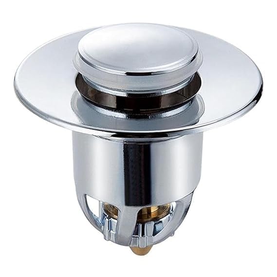 Image of Plastic Pop-Up Sink Drain Stopper with Hair Catcher - Universal Push Button Filter for Bathroom, Kitchen, Wash Basin & Bathtub - Anti-Clog, Corrosion Resistant. (1)