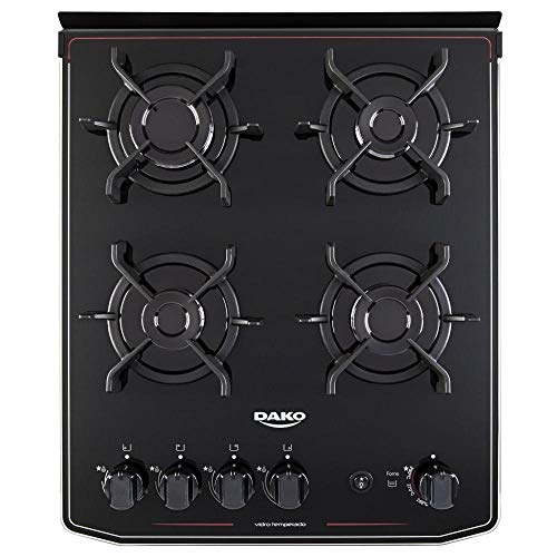 Fogão 4 bocas Dako Magister Preto com Mesa de Vidro e Tripla Chama – Bivolt