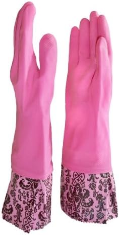 Pink Damask Wally Washers - Kitchen Gloves by Two Lumps of Sugar