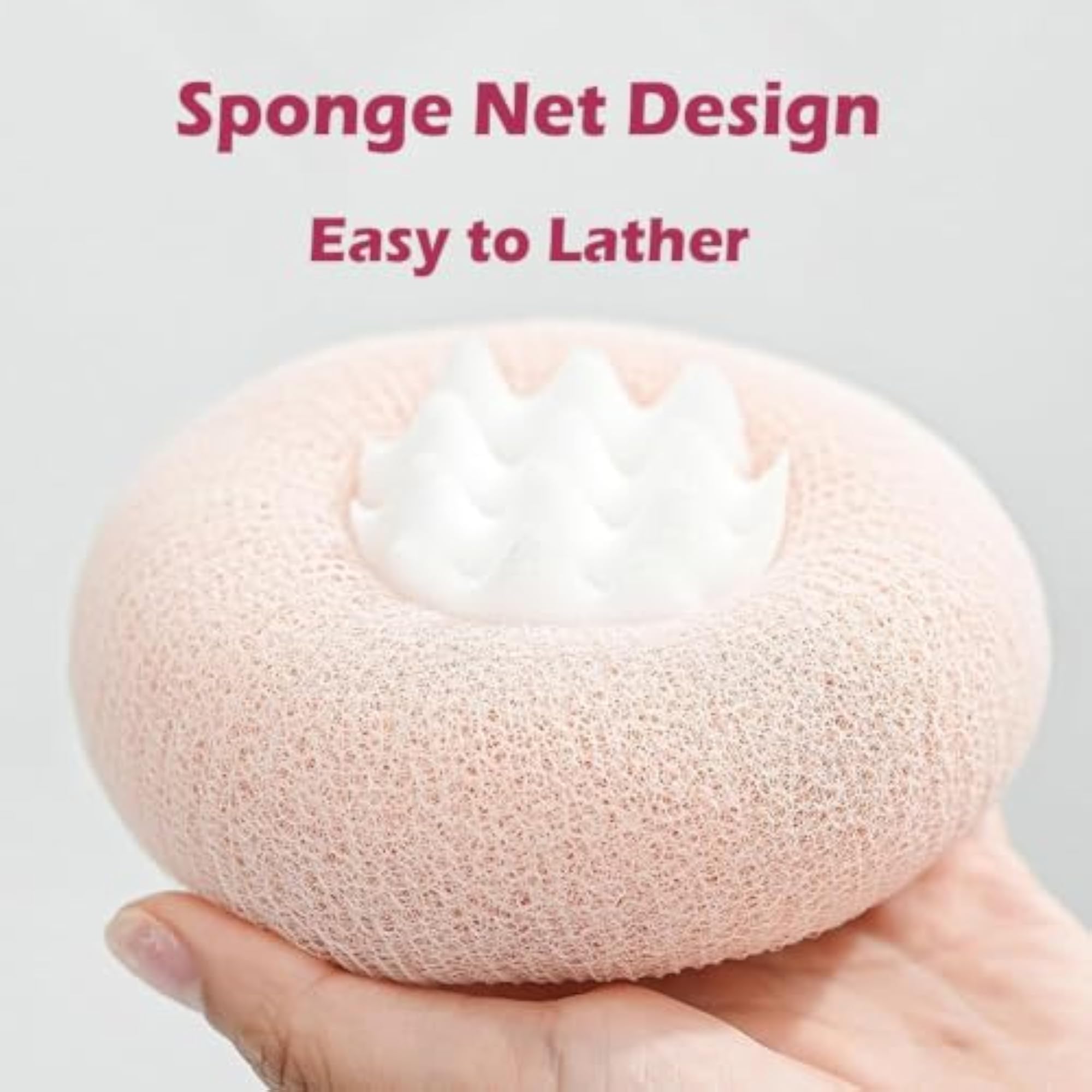 Soft Round Mesh Bath Shower Loofah Sponge, Deep Cleansing Scrubber