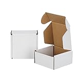 GHEIR 4x4x2 inches Small Shipping Boxes 50 Pack, Kraft Corrugated Cardboard Boxes for Mailing Packing, White