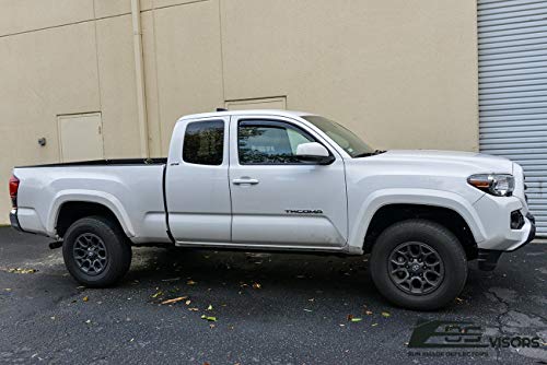 Fits All 2016-2023 Toyota Tacoma Access Cab Models | EOS Visors in-Channel Style Smoke Tinted Side Vents Window Deflectors Rain Guards
