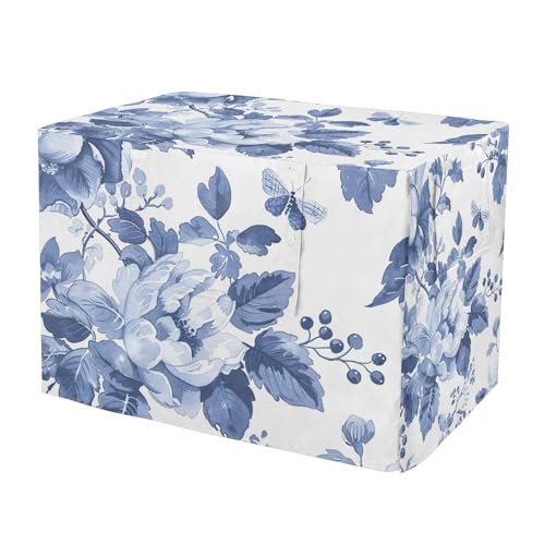 Housse de cage pour chien L résistante au vent motif floral bleu et blanc - 2