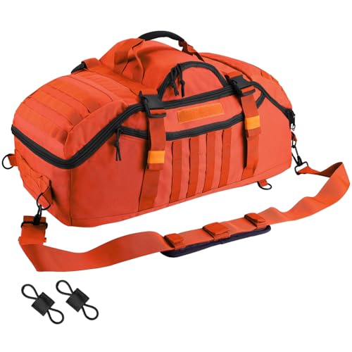 Image of Hannibal Tactical 65L Large Duffle Bag, 3-in-1 Tactical Backpack MOLLE Pack for Sports, Gym, Outdoor, Orange