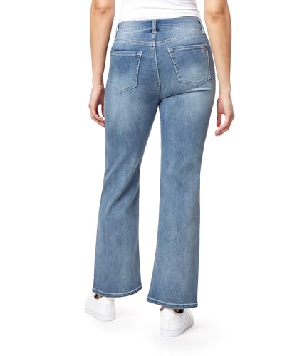 WallFlower Women's Juniors InstaVintage Fearless Curvy High-Rise Stretch Flip Flop Flare Ankle Jeans3