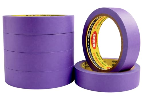 Image of Mario Purple Masking Tape - 20 Meter Length, 24mm Width - Multi Purpose Tape for Painting, Surface Protection & Decoration - Pack of 6 Rolls