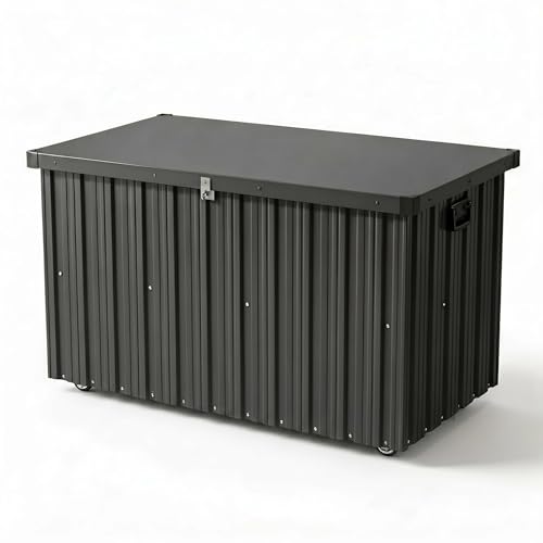 Takywep Metal Deck Box Outdoor Storage Container with Wheels,200 Gallon
