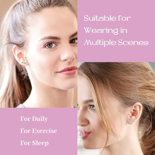 6-Pair Hypoallergenic Back Stud Earrings Set for Sensitive Ears, 316L Stainless Steel Cubic Zirconia Jewelry (3-8mm) with Secure Lock for–Unisex Gift for Women & Men, Travel4