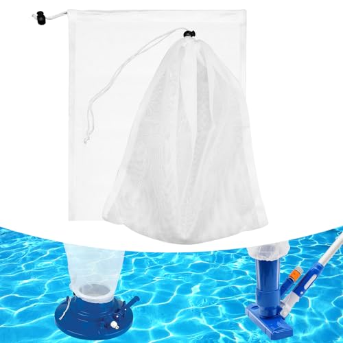 DIELOVEHUA 2 Pezzi Sacchetti Filtro Piscina, Sacchetti Pulizia Piscina, Filtro a Rete Sacchetto con Coulisse, Riutilizzabili e Lavabili, Sacchetto per aspirapolvere per Piscine, Laghetti, Acquari