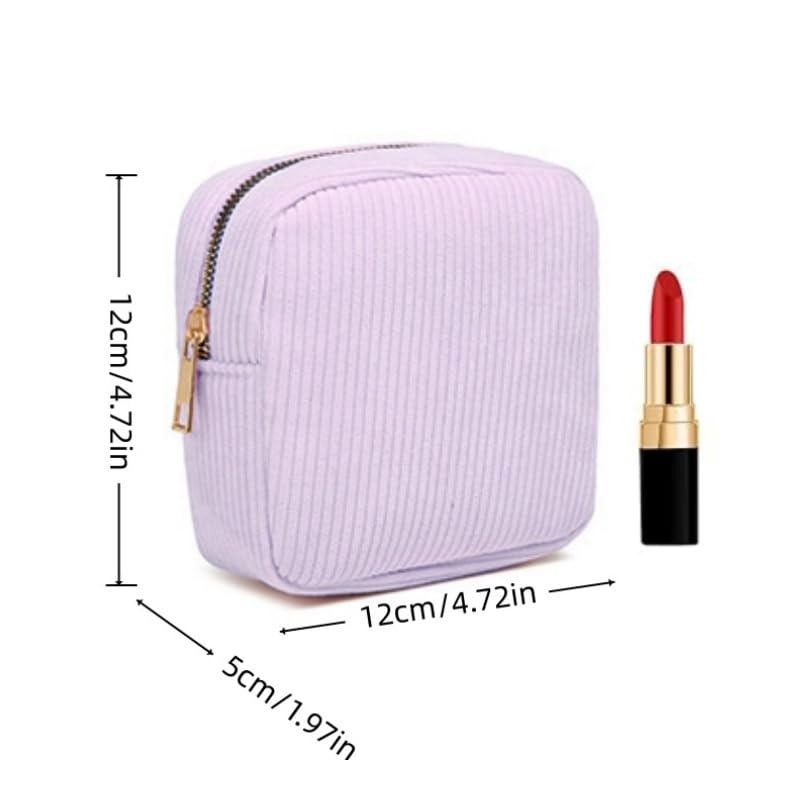 Ycnpeatt Sanitary Pad Storage Bag Purple Corduroy Period Pouch, 12x12x5cm (4.7"x4.7"x2") - Image 2