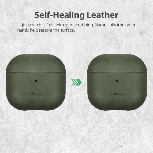 Belemay Crazy Horse Leather Case for AirPods 5 / AirPods 4, Pine Green by Belemay - Used condition - Image 3