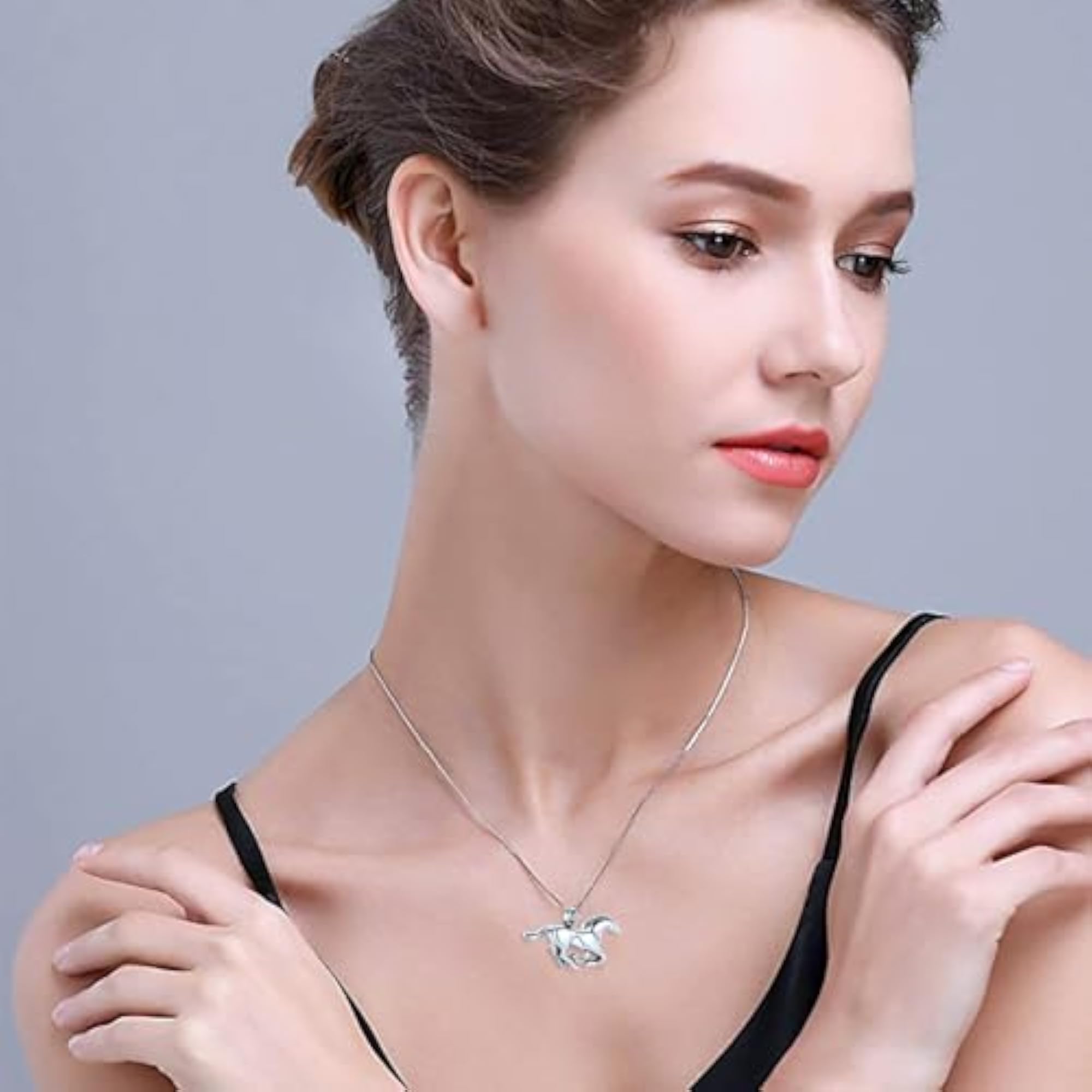 Stainless Steel Running Horse Urn Pendant Necklace for Ashes