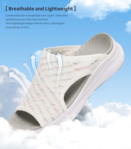 YESWIN Womens Orthopedic Platform Slides Sandals with Arch Support Ladies Comfortable Walking Open Toe Plantar Fasciitis Slip On for Summer - image 5