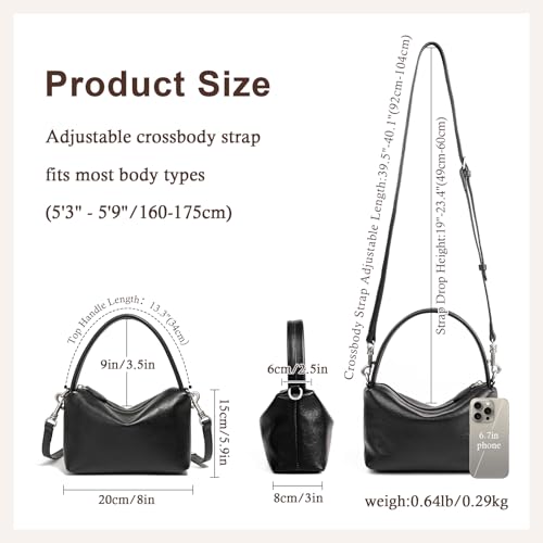 Image of MFFOR Leather Crossbody Bags for Women, Small Shoulder Purse, Hobo Handbags | Genuine Leather, 7.9*2.8*5.9inch, Detachable strap, Sleek design, Daily life