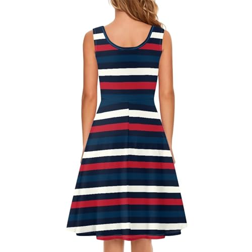 Image of Women Stylish Tank Dresses Sleeveless Round Neck Midi Casual Dress with Pocket for Summer