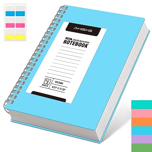 Ahgxg Spiral Journal Notebook - College Ruled Notebook 8.5" X 11", 300 Pages Large Journals For Writing, 100Gsm Thick Paper, Plastic Hardcover A4 Journal For Women Men Work School Supplies, Blue #TOP13