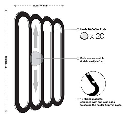 Demi's Home Magnetic Coffee Pod Holder for Nespresso Vertuo Capsules - Suitable to be Mounted on the Fridge (Black) by Demi's Home - Used condition - US$20.46