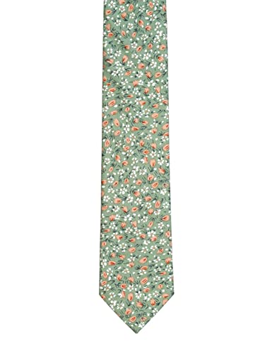 Image of BELLUNO Men's Cotton Floral Skinny Tie, 2.5 inch Width, with Gift Box